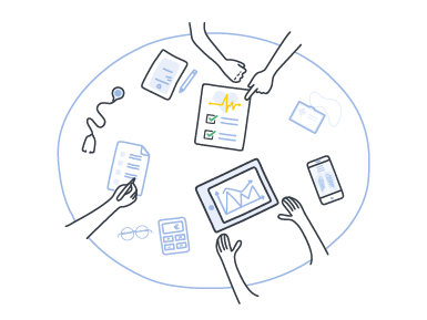 Reunión de profesionales sanitarios sobre una mesa redonda