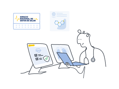 Profesional sanitario accediendo con su portátil a una sección privada