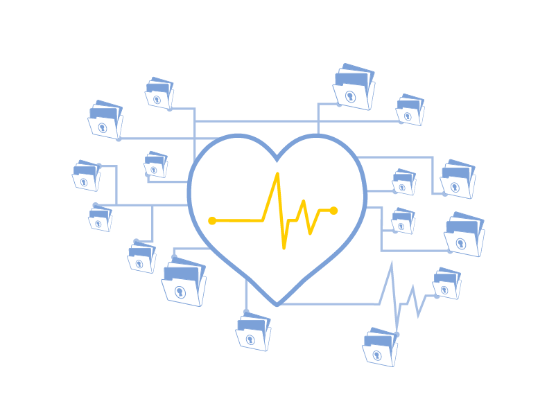 Ilustración de un corazón con el logo del ENDS del que salen multitud de carpetas