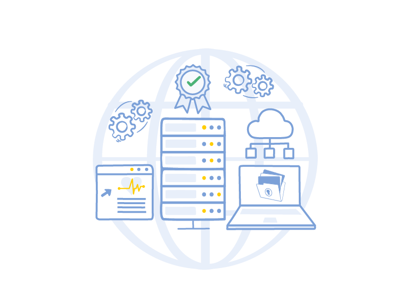 Ilustración de un ecosistema de hardware en la nube