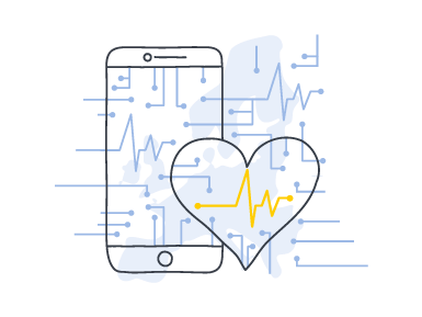 Teléfono móvil y corazón con el logotipo del ENDS